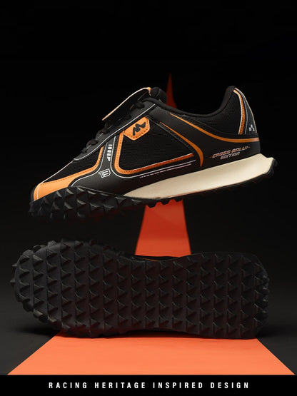 Shoevy Black & Orange Performance Sneakers | Cushioned Sport Street Shoes