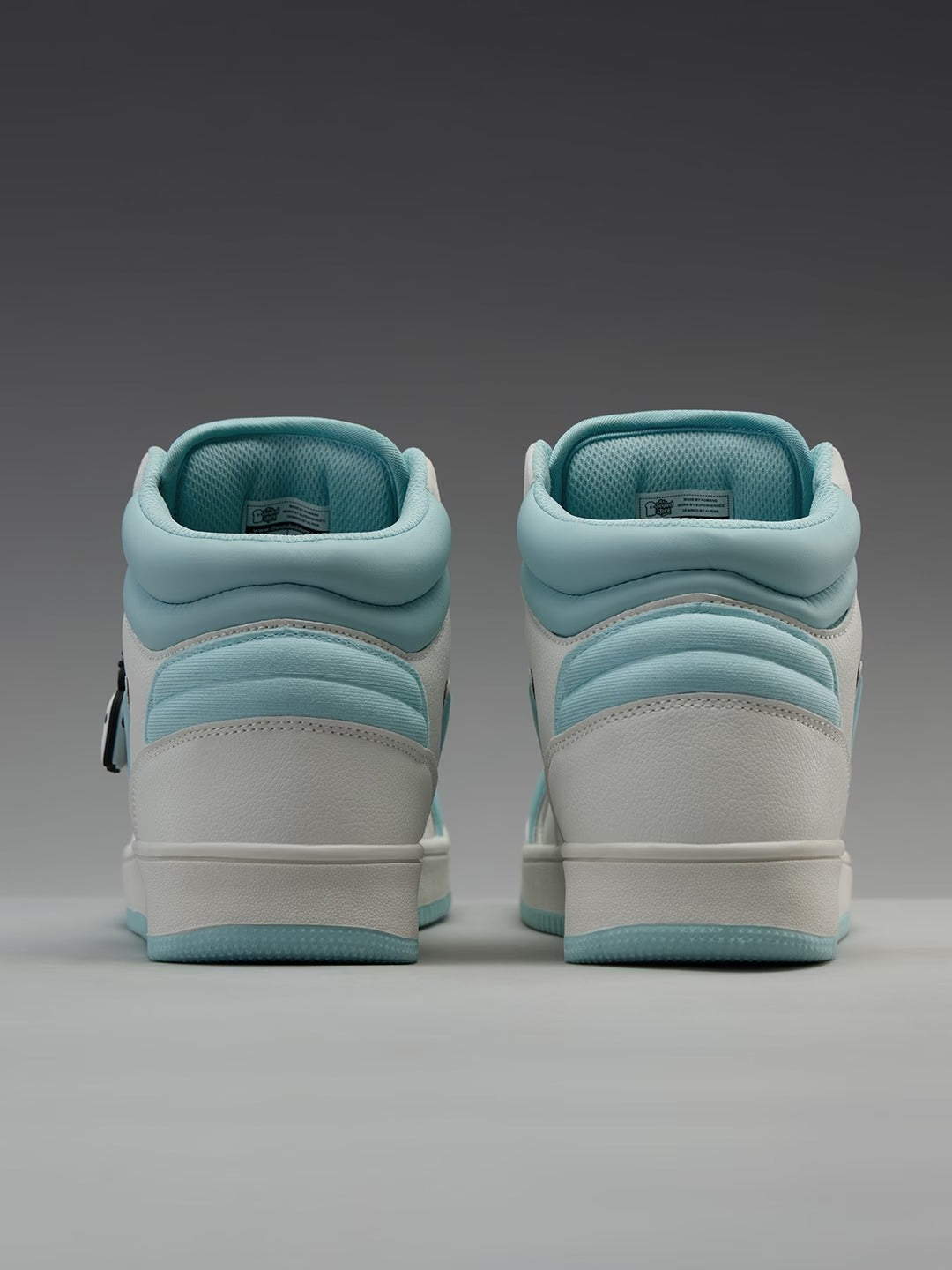 Shoevy White & Aqua Mid-Top Sneakers | Clean Lifestyle Street Shoes