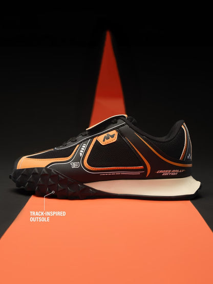 Shoevy Black & Orange Performance Sneakers | Cushioned Sport Street Shoes