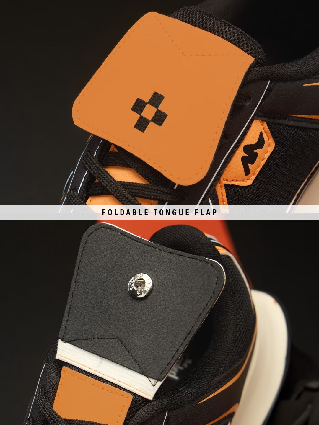 Shoevy Black & Orange Performance Sneakers | Cushioned Sport Street Shoes