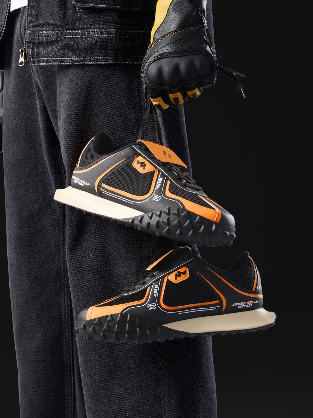 Shoevy Black & Orange Performance Sneakers | Cushioned Sport Street Shoes