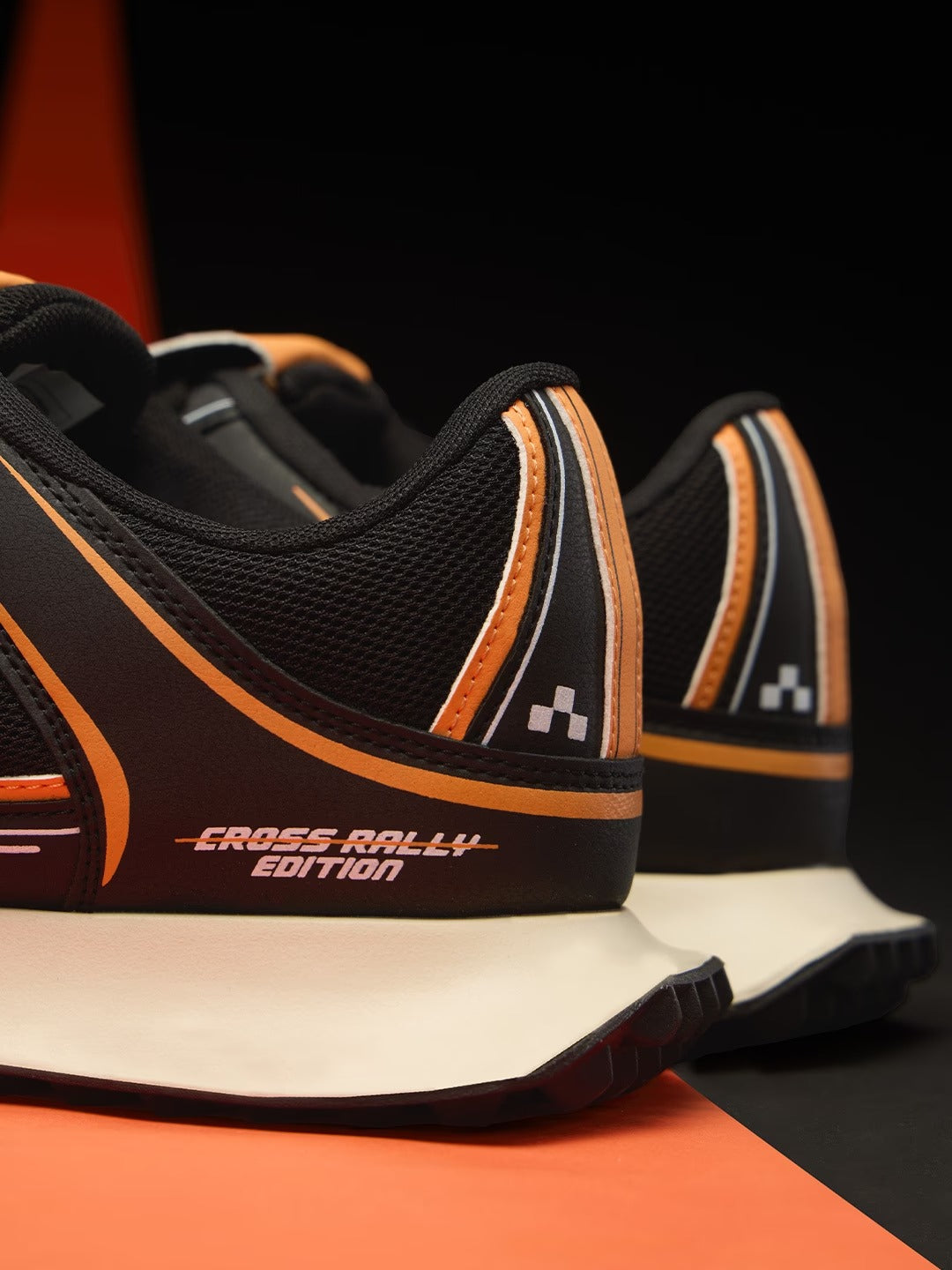 Shoevy Black & Orange Performance Sneakers | Cushioned Sport Street Shoes