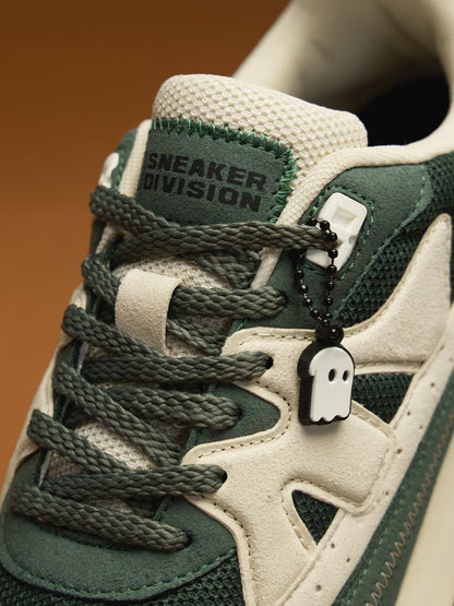 Shoevy Green & Cream Low-Top Sneakers | Casual Lifestyle Shoes